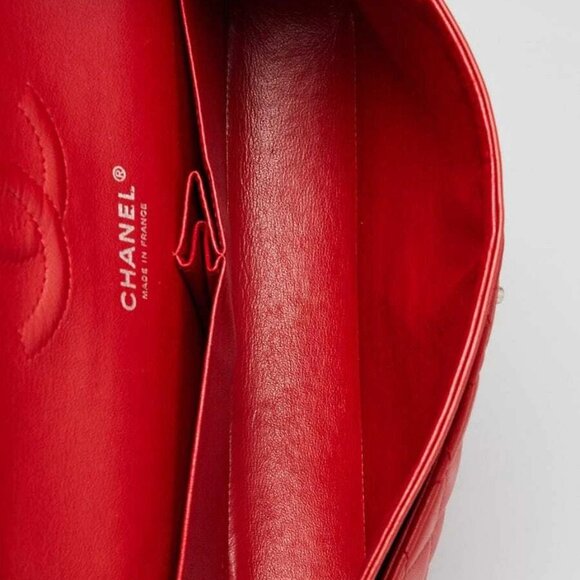 Chanel Red Quilted Lambskin Leather Classic Medium Double Flap Bag - Picture 10 of 12